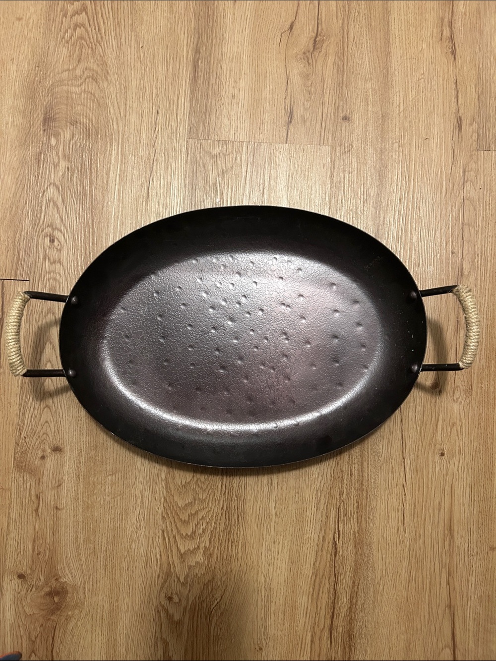 Threshold Metal Oval Serving Tray with Rope-Wrapped Handles